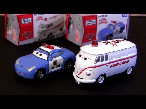 Tomica Cars Sally Police Car Fillmore Ambulance Rescue Go! Go! From Takara Tomy Disney Pixar