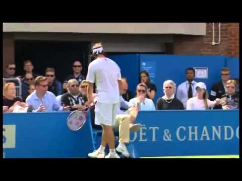 David Nalbandian angrily kicks Linesman in Queens Final [17/6/12] - BBC One (ORIGINAL VIDEO)