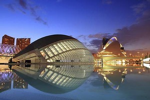 Night scenery of the Arts and Science City Valencia.