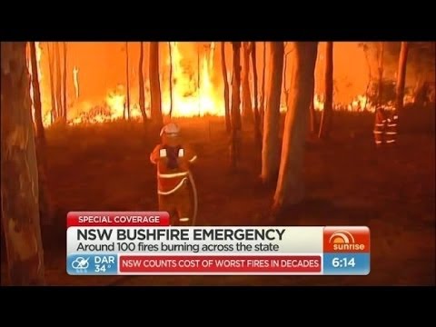 Sunrise - Large fires burning in NSW