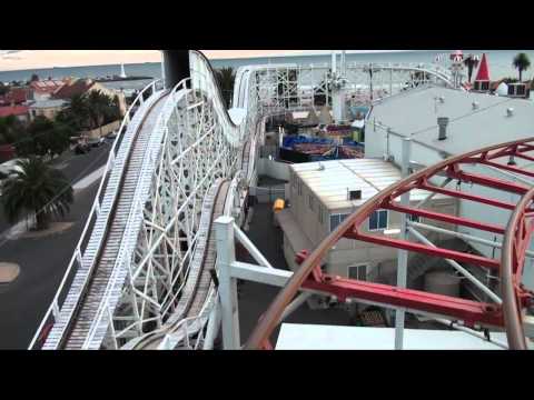 Metropolis Steel Roller Coaster Front Seat POV Onride Luna Park Melbourne Australia