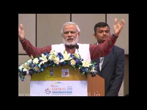 Shri Narendra Modi inaugurating National Education Summit at Mahatma Mandir, Gandhinagar HD