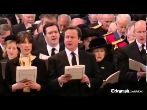 Thatcher's Funeral (fragment): tribute to Methodism + Wesleyan hymn 