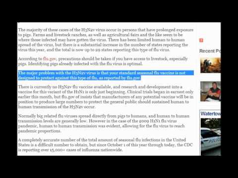 ALERT NEWS Outbreak H1N1 Outbreak New Variant is H7N2v  Now 29 States  No Vaccine Available