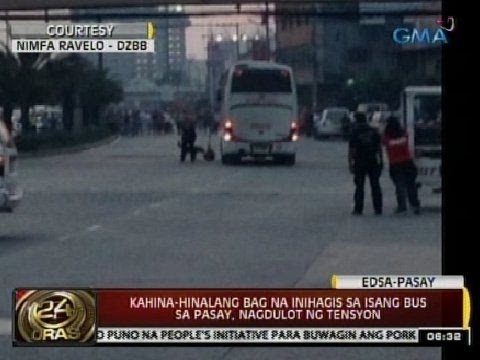 24 Oras: Kahina-hinalang bag na inihagis sa isang bus sa pasay, nagdulot ng tensyon