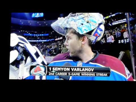 Varlamov #1 star October 15th, 2013 v Dallas Stars