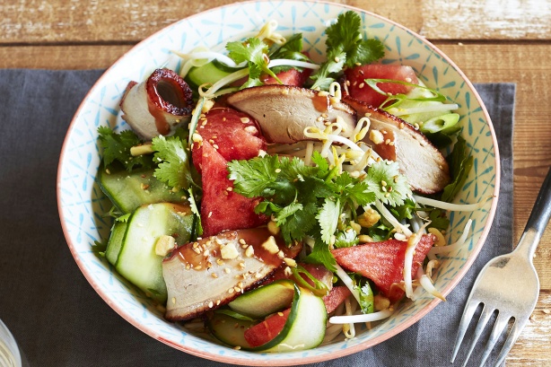 Duck, watermelon & coriander salad