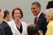 Barak Obama and Julia Gillard (AAP - Greg Wood)