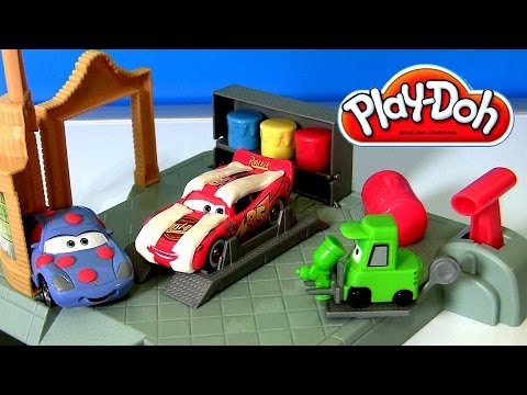 Play Doh Cars Action Shifters Ramone's Body Shop Racing Stripes Lightning McQueen Sally Disney Pixar