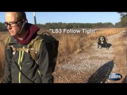 Military Robot 2013 DARPA LS3 Automatically Follows Soldiers