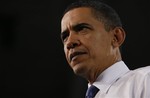 President Barack Obama pauses as he speaks about health care reform, at Arcadia University in Glenside, Pa., Monday, March 8, 2010.