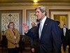 Sen. John Kerry, D-Mass., shown after a vote by the Senate Foreign Relations Committee approving him to become America's next top diplomat, replacing Secretary of State Hillary Rodham Clinton, on Capitol Hill in Washington, Tuesday, Jan. 29, 2013. Kerry, who has served on the Foreign Relations panel for 28 years and led the committee for the past four, is expected to be swiftly confirmed by the whole Senate later Tuesday.