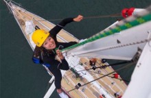 Journalist Kumi Taguchi competes in the Sydney to Hobart yacht race. Picture: Juerg Kaufmann