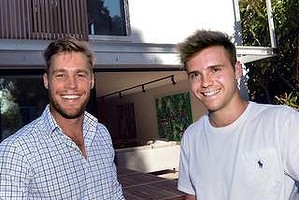 AFL footballers (left) Will Slade and Ben Sinclair at the Toorak property they built to sell for a profit.