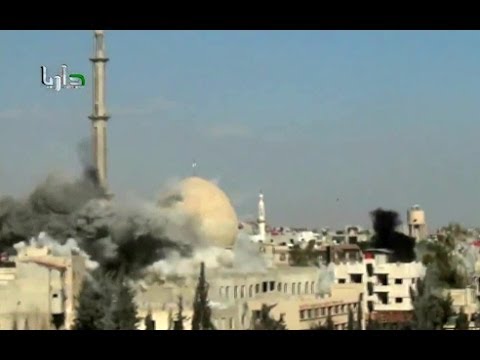 Syria Damascus - Mosque Takes A Direct Hit By Assad's Forces