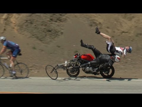 Shocking Motorcycle Crash into Bicycles 4/27/2013