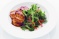 Red curry pork steaks with fresh herb salad