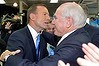 Federal Opposition leader,leader of the liberal party,Tony Abbott with former PM John Howard.