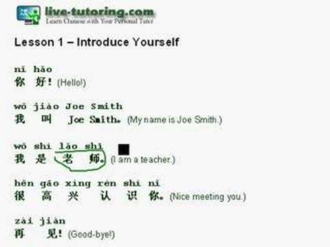 Learn Mandarin Chinese Lesson 1 - Introduce yourself