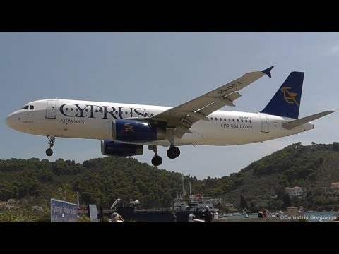 Cyprus A320-232 Flight Larnaca-Skiathos (Second St Maarten!) Low Shortfield Landing!