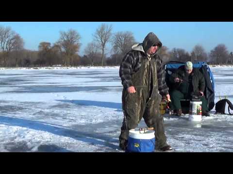 Jan 2014 Ice Fishing for Perch on Lake St Clair