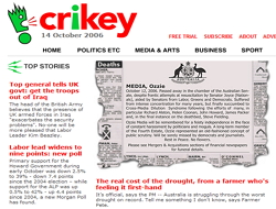 Website screenshot of Crikey