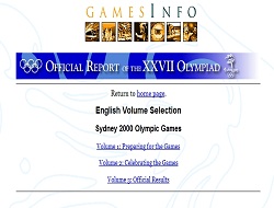 Website screenshot of Olympic Games - 2000, Sydney