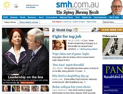 Website screenshot of Sydney Morning Herald