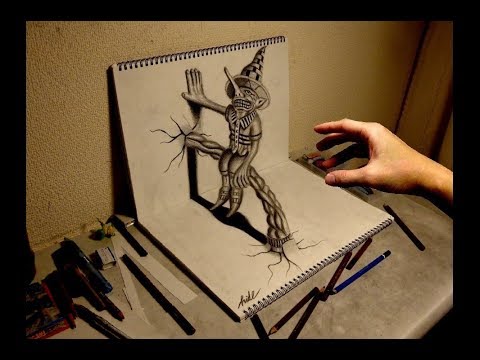 3D Drawing - How to draw 3D ART(Residents on the sketchbook) 3Dアートの制作風景