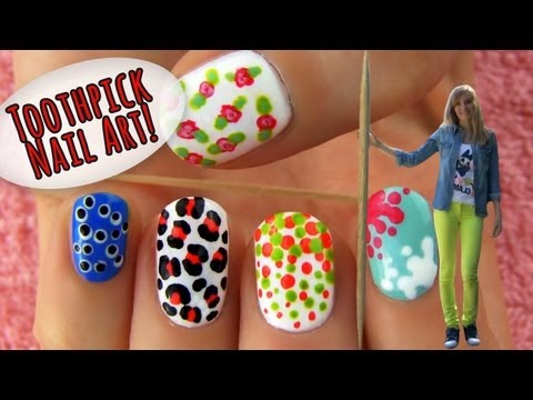 Toothpick Nail Art! 5 Nail Art Ideas & Designs Using Only a Toothpick!