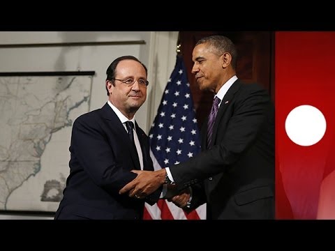 Hollande begins state visit to US on a symbolic show of solidarity.
On a mission to cement an old alliance French President Francois Hollande has been welcomed by an equally determined President Barack Obama wanting to show the old Franco-American ties are as strong as ever.

More Euronews videos:
Going ape: Tokyo zoo simulates gorilla escape with diguised staff members: http://eurone.ws/1eAWaFl
Rescue drama and pollution fears as cargo ship slams into sea dyke in France: http://eurone.ws/LTj54j
Giant avalanche creeps down Italian alps, narrowly missing houses caught on camera: http://eurone.ws/1oeoq52

euronews is available in 14 languages: http://eurone.ws/17moBCU

In English:
Website: http://www.euronews.com/news
Facebook: http://www.facebook.com/euronews
Twitter: http://twitter.com/euronews
Google+: http://google.com/+euronews
VKontakte: http://vk.com/en.euronews