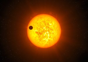 Artistic impression of exoplanet Corot-9b in transition.