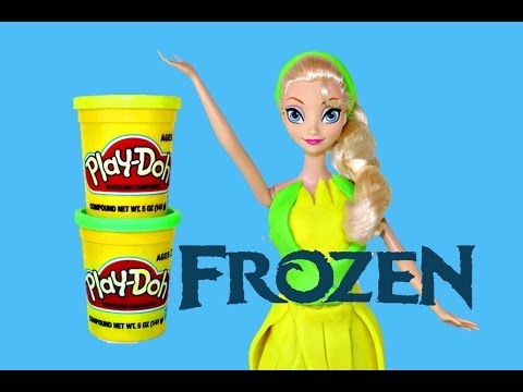 Play Doh Frozen Elsa Barbie Doll Elsa Color Change Barbie Makeover Play-Doh Dress DisneyCarToys