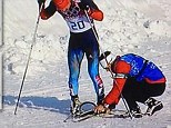 Canadian cross-country ski coach Justin Wadsworth sprinted over to help Gafarov when he spotted the Russian struggle toward the finish line with a mangled broken, ski.