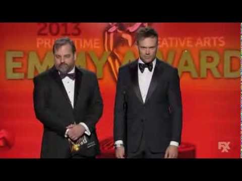 Dan Harmon and Joel McHale at the Creative Arts Emmys 2013