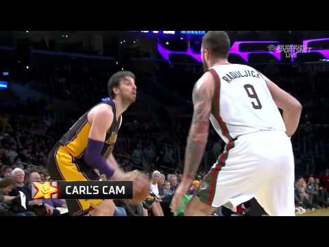 12-31-2013 - Bucks vs. Lakers - Pau Gasol Reverse Baseline Dunk