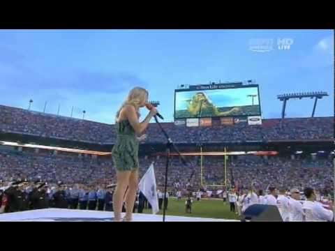 Fergie sings National Anthem at the NFL ( Miami Dolphins vs New England Patriot)