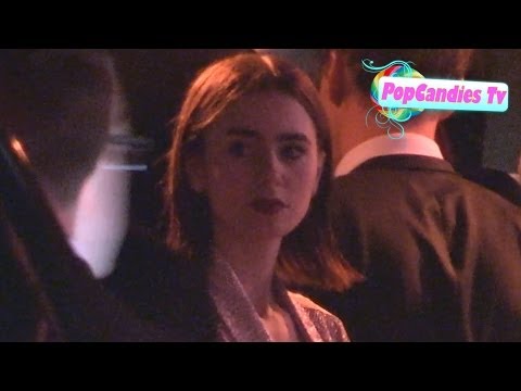 Lily Collins departs 2014 Golden Globes After Party at Sunset Tower LA