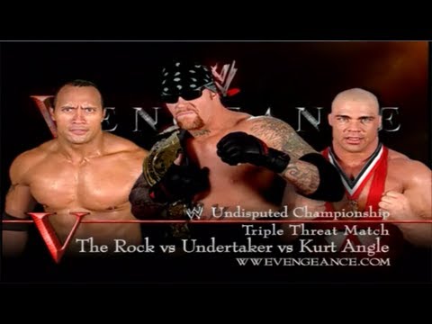 WWE Vengeance 2002 The Rock Vs Kurt Angle Vs The Undertaker