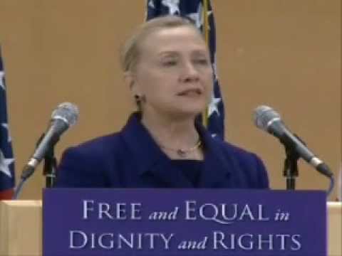 Hillary Clinton declares 'gay rights are human rights' .wmv