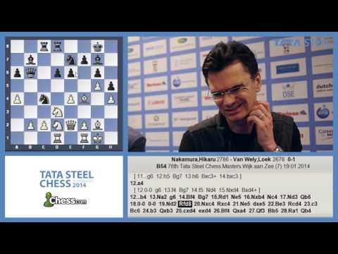 Tata Steel Chess 2014 - Loek van Wely shows his win against Hikaru Nakamura