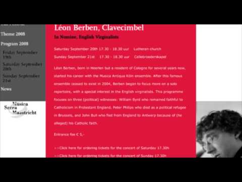 Léon Berben (harpsichord)  Walsingham variations by John Bull Live 19 Sept 2008