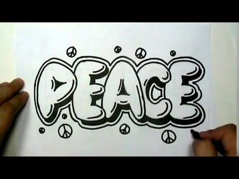 How to draw PEACE in Graffiti Letters - Write Peace in Bubble Letters