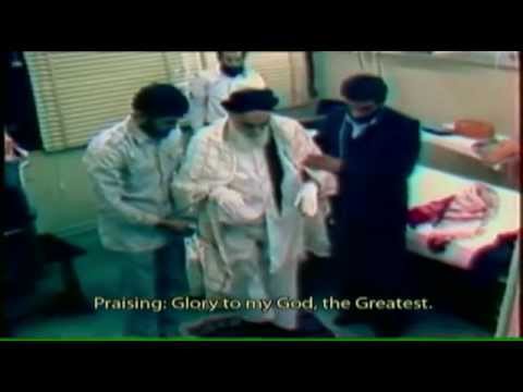 Imam Khomeini Performing Final Daily Prayers on Death Bed