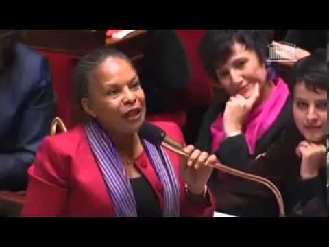 Christiane Taubira défend le mariage pour tous avec vigueur à l'Assemblée Nationale.