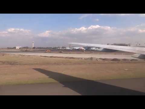 Landing Nairobi - Kenya Airways Boeing 777 (good terminal view)