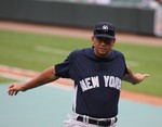 Alex Rodriguez before his first game back playing for the New York Yankees against the Baltimore Orioles on May 8, 2009.