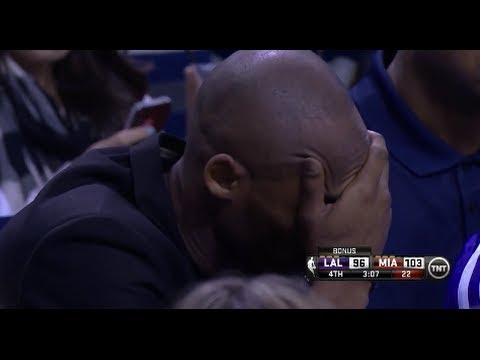 Kobe Bryant's funny reaction after LeBron layup (01.23.2014)