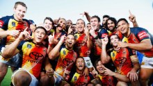 North Queensland Cowboys celebrate winning NRL Nines