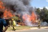 Firefighters at house blaze in 14 Park Street at Ipswich, west of Brisbane, on February 17, 2014